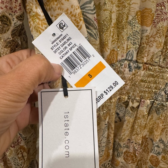 1. State Metallic Floral Tiered Long Sleeve Maxi Small $129 - Picture 11 of 13